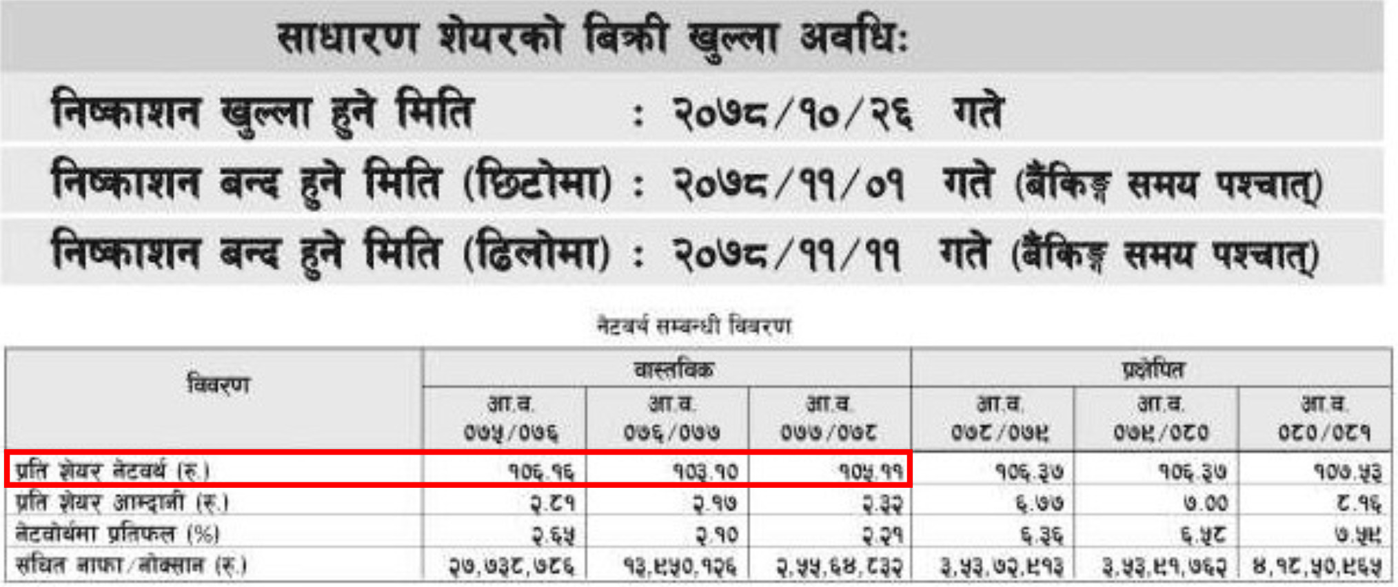 net worth per share of emerging nepal limited
